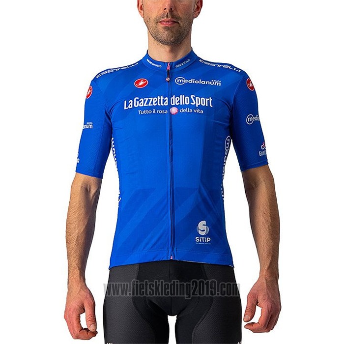 2021 Fietskleding Giro D'italie Blauw Korte Mouwen en Koersbroek